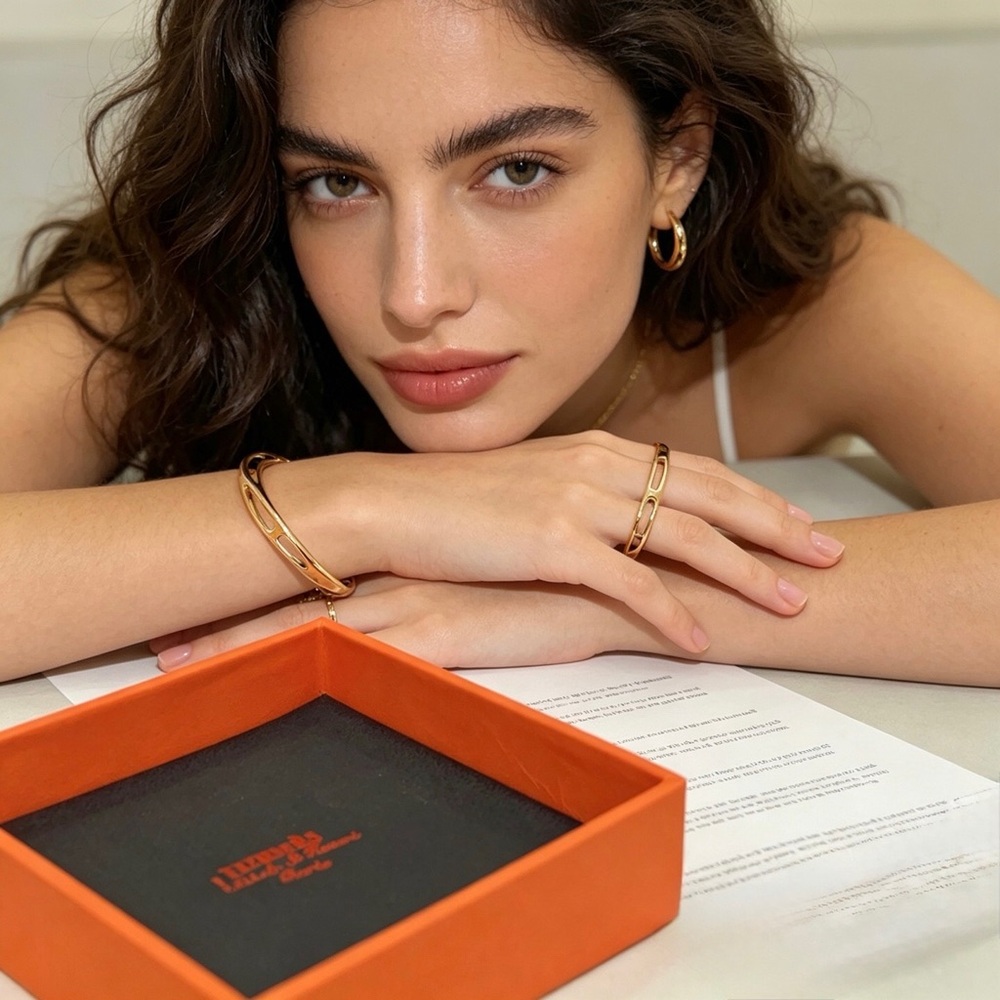 Hermes Gold Openwork Cuff Bracelet - Picture 6 of 9